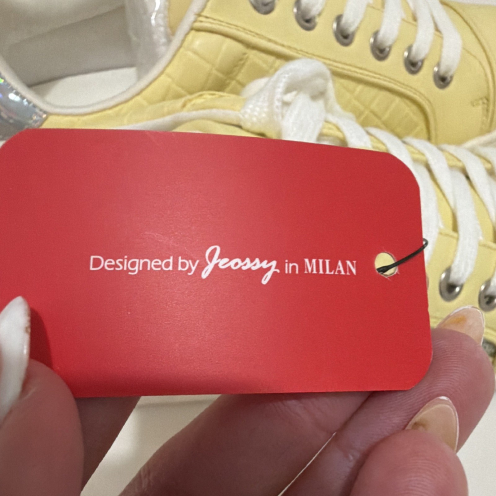 Jeossy Yellow Synthetic Lace-Up Sneaker Side Zipper Round Toe Unisex US 9