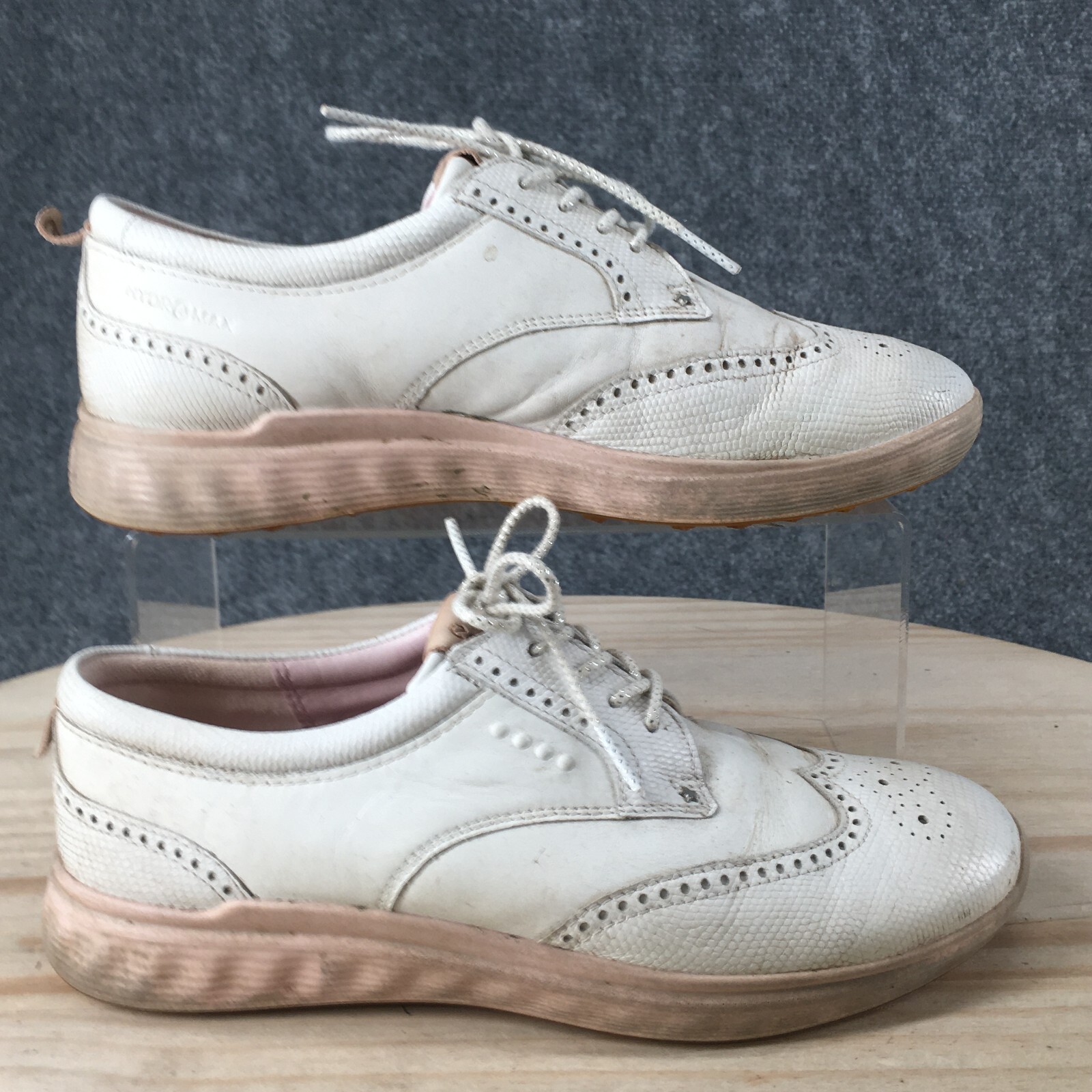 ECCO Shoes Womens 6.5 S-Classic Hydromax Wingtip Oxford Sneakers White Leather