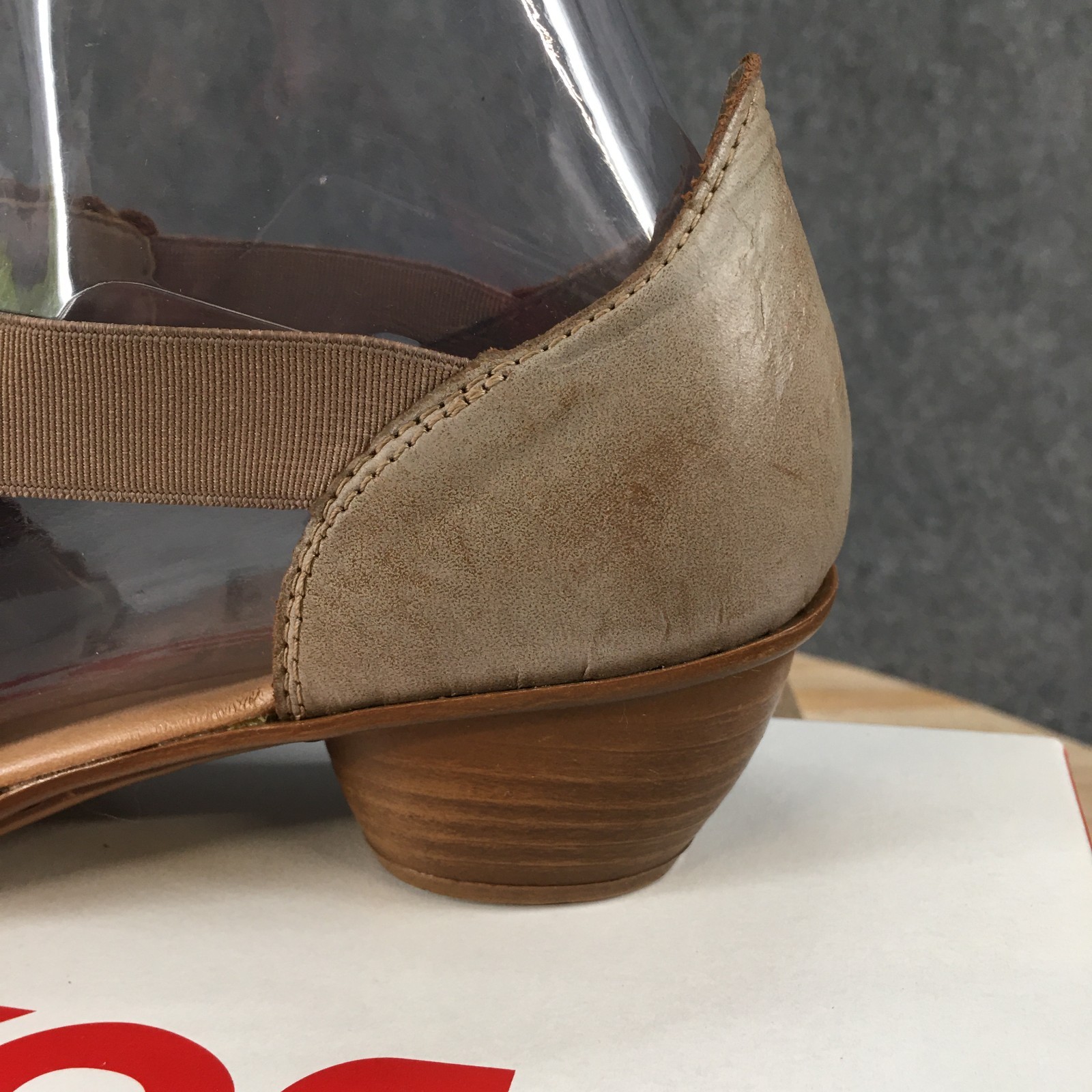 Rieker Mirjam Mary Jane Shoes Womens 37 Laser Cut Casual Leather Taupe NEW
