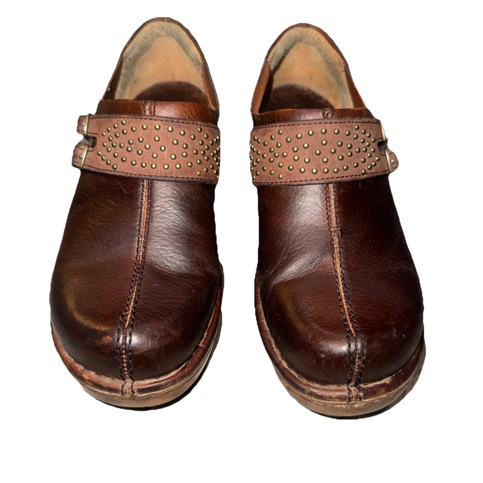Ariat Clogs Shoes Women’s Size 8 B Brown Leather Slip On Studded Strap Western