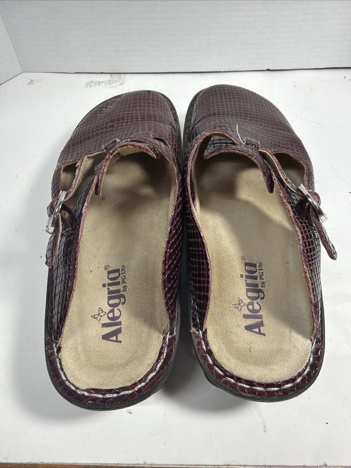 ALEGRIA ALG-232 SIZE 42 /US 11.5 WOMENS LEATHER SNAKE PRINT MARY JANE CLOG