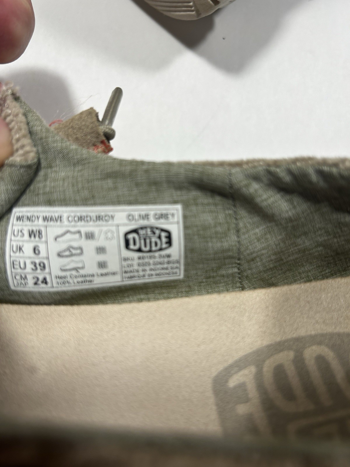 Hey Dude Wendy Wave Corduroy Olive Grey Shoes Womens Size 8 Slip On Loafers