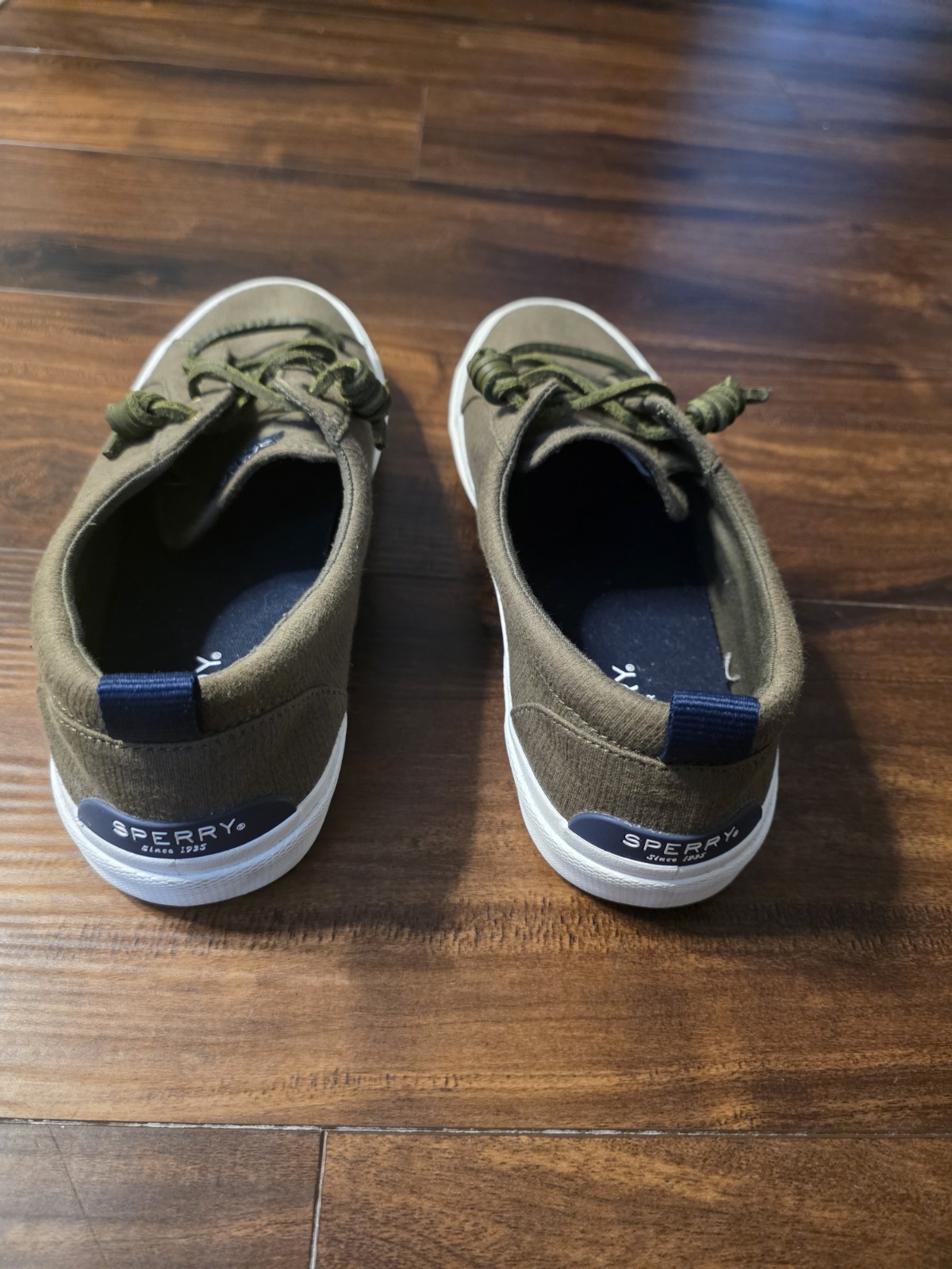 Sperry Top Sider Boat Shoes Womens 10 Crest Army Green Canvas Casual STS85742