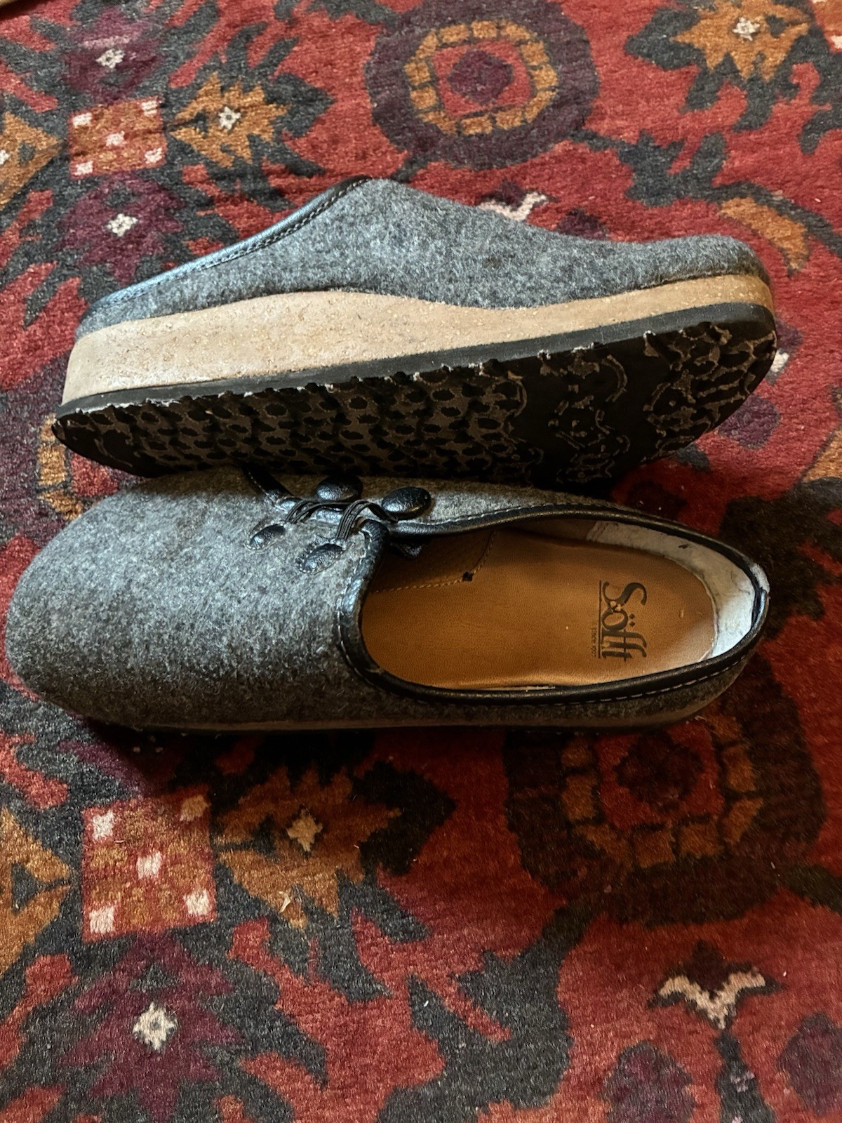 SOFFT WOMEN’S WOOL CLOG/SLIDE, SIDE BUTTONS SIZE 8