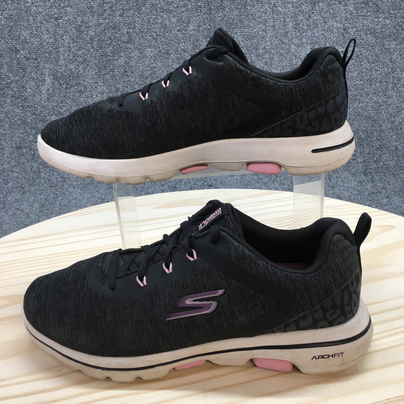 Skechers Shoes Womens 8 Go Golf Walk 5 Sneakers 123034 Gray Fabric Lace Up