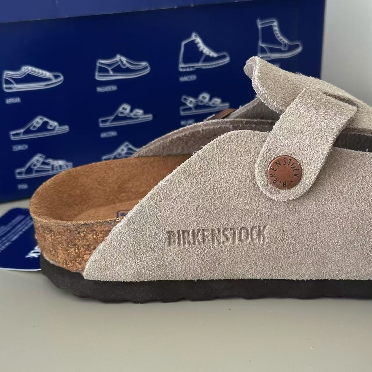 Birkenstock Boston Suede Clogs Unsex Taupe Soft Footbed Sandals, All Size W&N