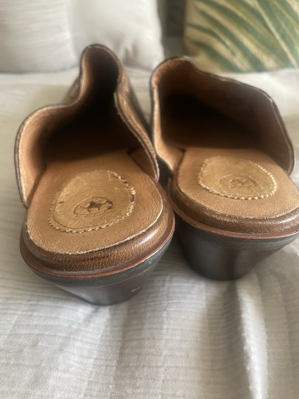 Ariat Manzanita Brown Red Stitched Leather Western Ranch Mule Women US 8.5B Boho