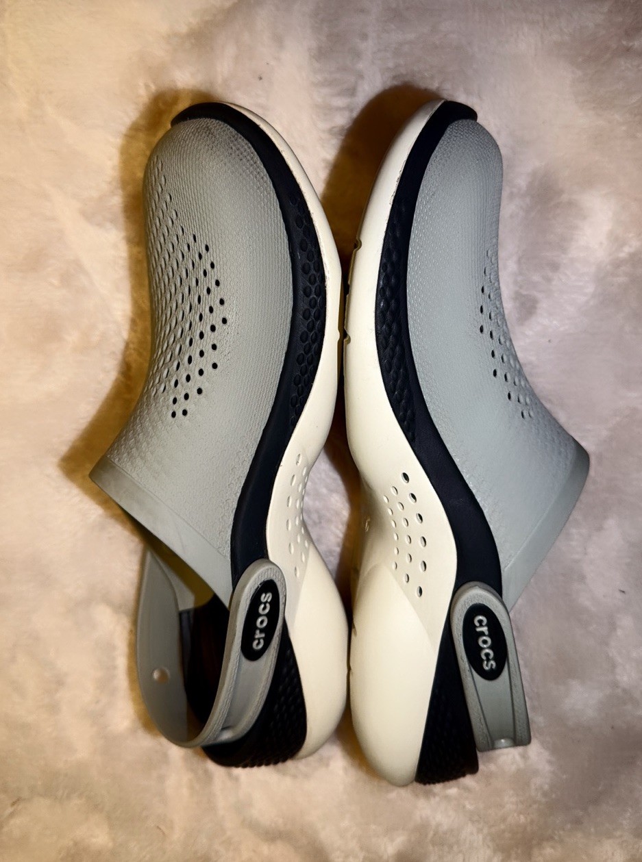 R🩶 Crocs Clogs Gray Shoes Size M5 W7 Slip On LiteRide 360