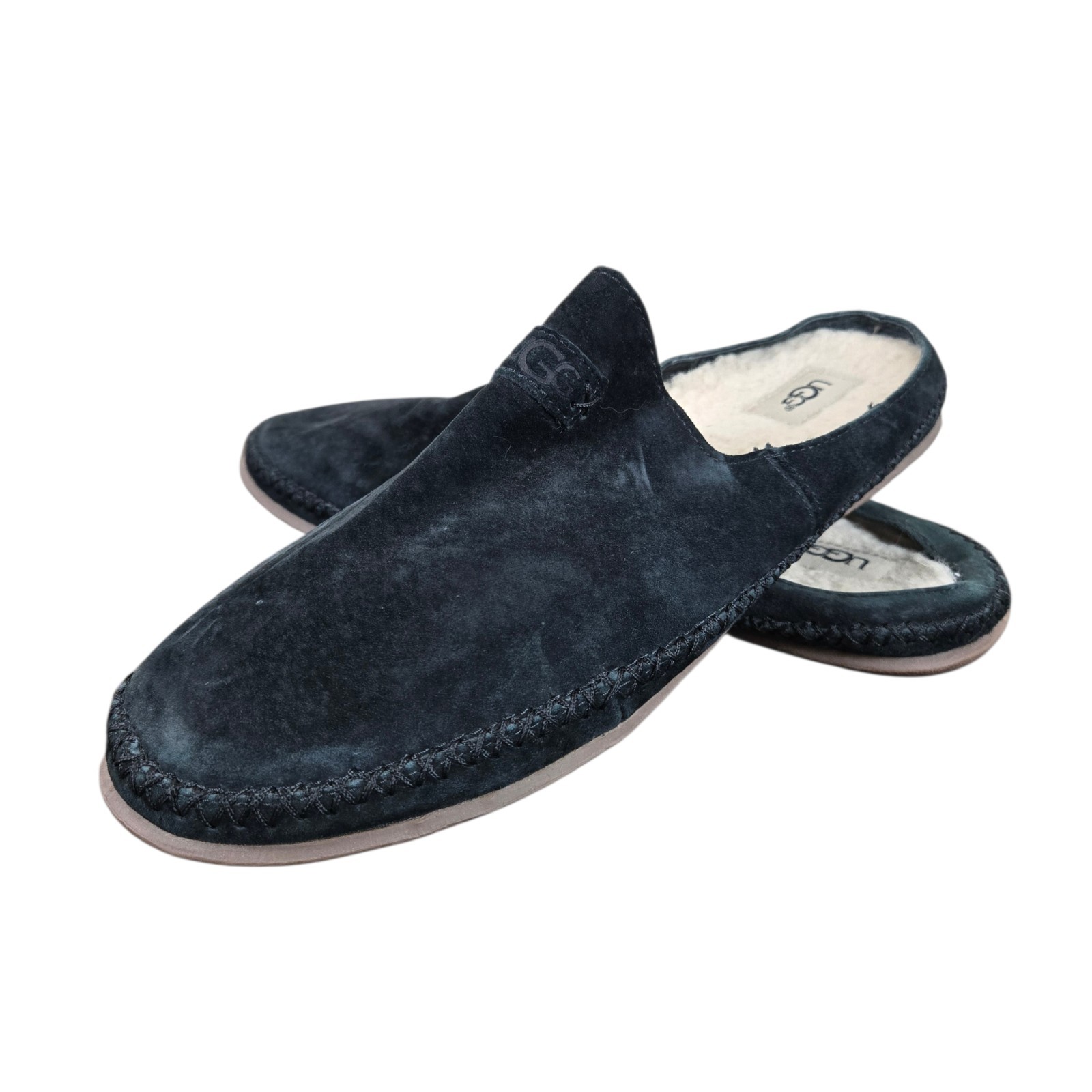 UGG Tamara Slip On Mules Sz 8 Suede Shearling Black Comfort Cozycore