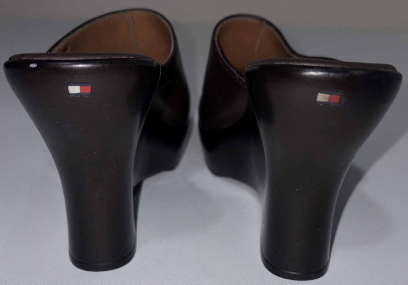 Tommy Girl, Tommy Hilfiger, Leather Clogs, Leather Mule Shoes Y2K Brown Size 7