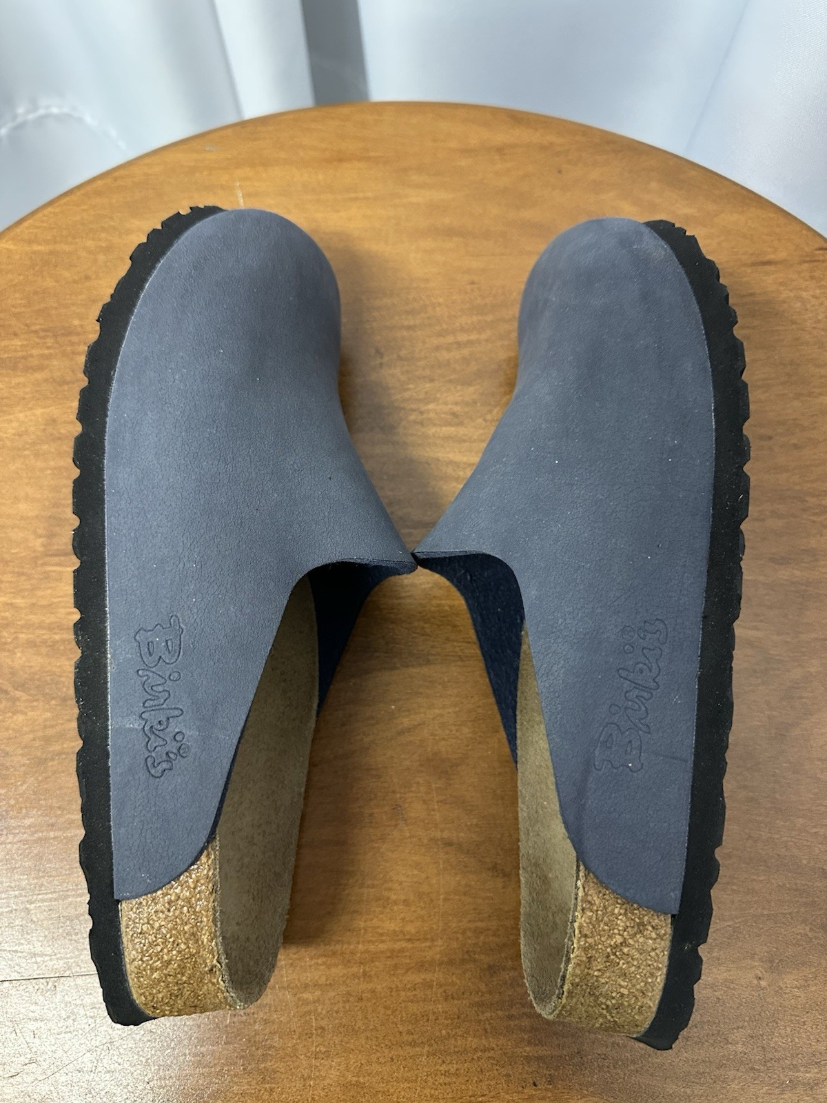 Birki’s Birkenstock Amsterdam Women’s 7 Men’s 5 Navy Blue Suede Flat Clog EUC