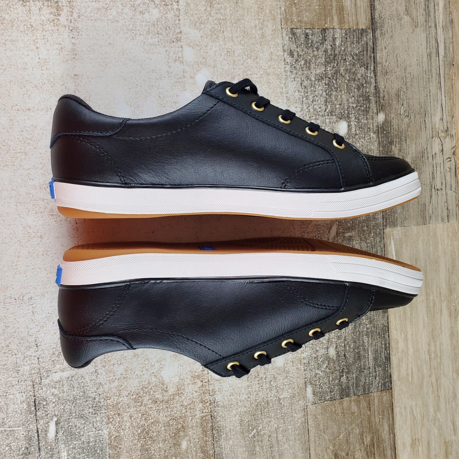 Keds Center III Womens Shoes Sz 8.5 Wide Athletic Black Leather Lace Up Sneakers