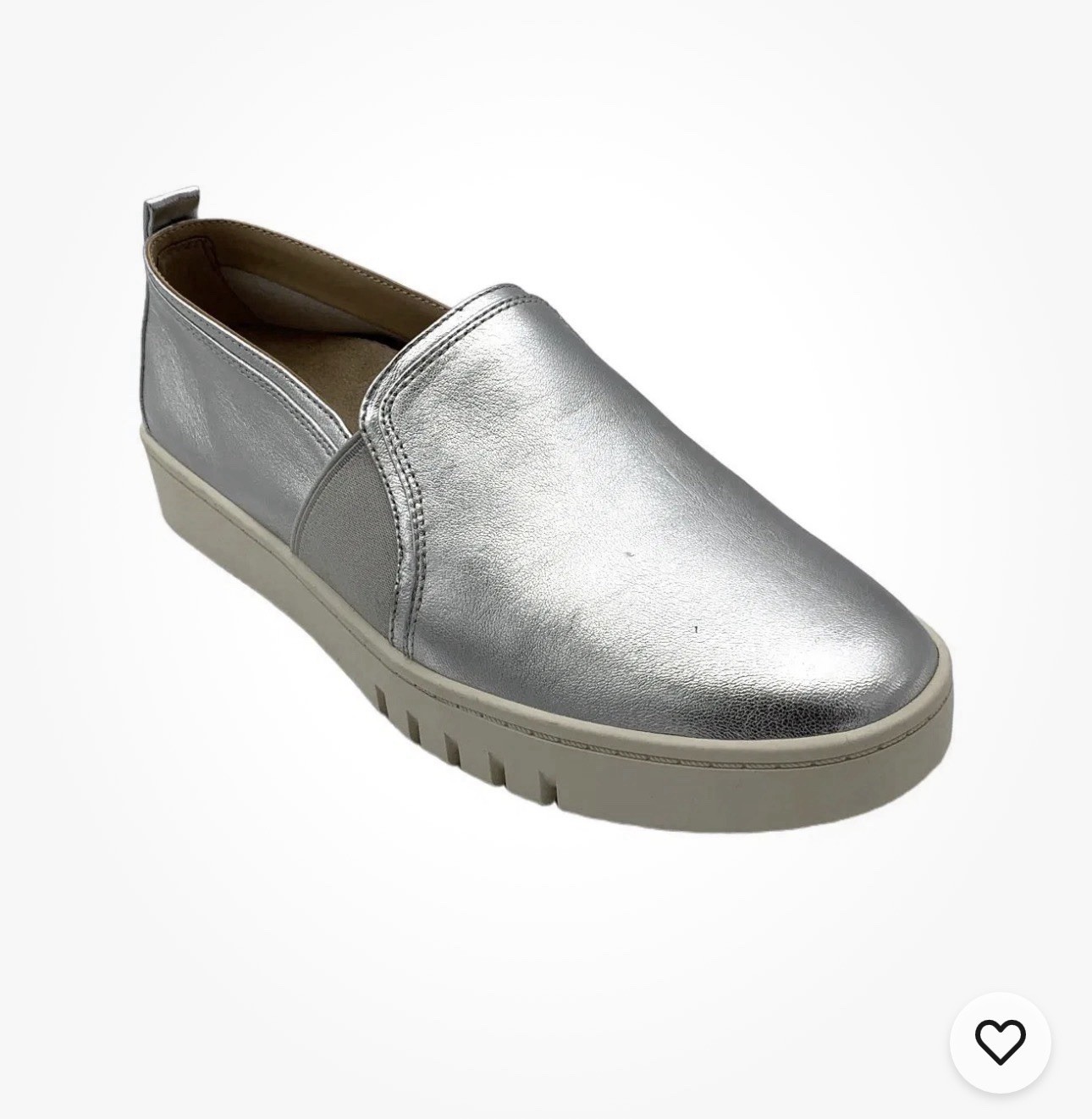 NEW HOT DEAL VIONIC Women’s Cambria Slip On Sneaker, Silver Leather (Authentic)