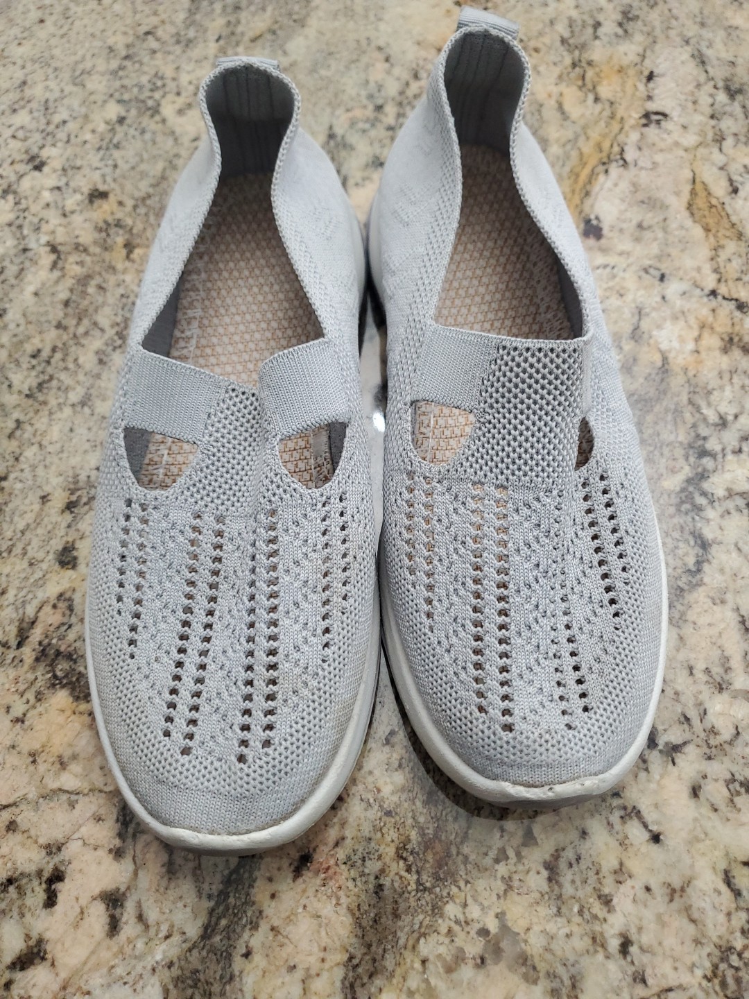 Womens Slip On Shoes Mesh Light Gray EU 41 Womens Walking Cruise Beach Casual