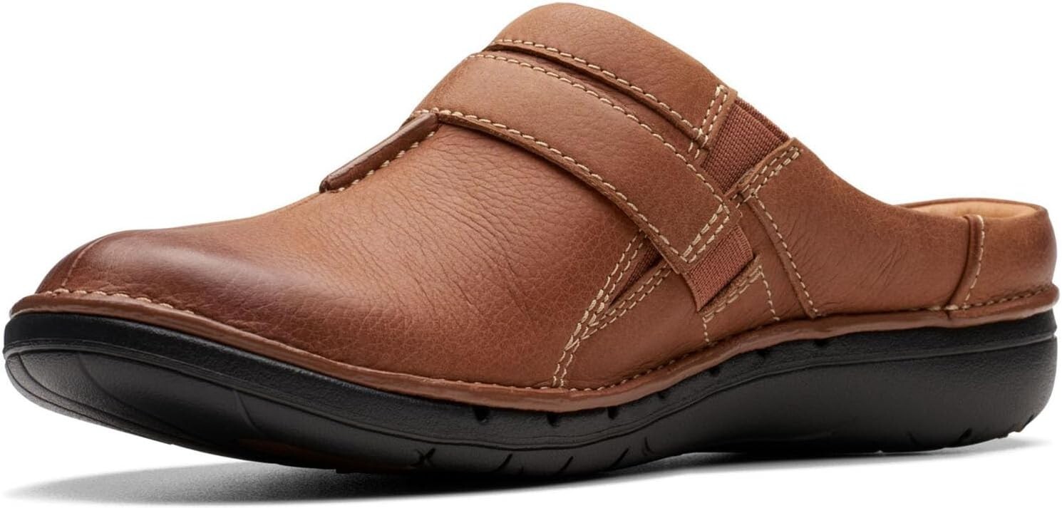 Clarks Womens Un Loop Ease Clog Dark Tan Leather 26174969