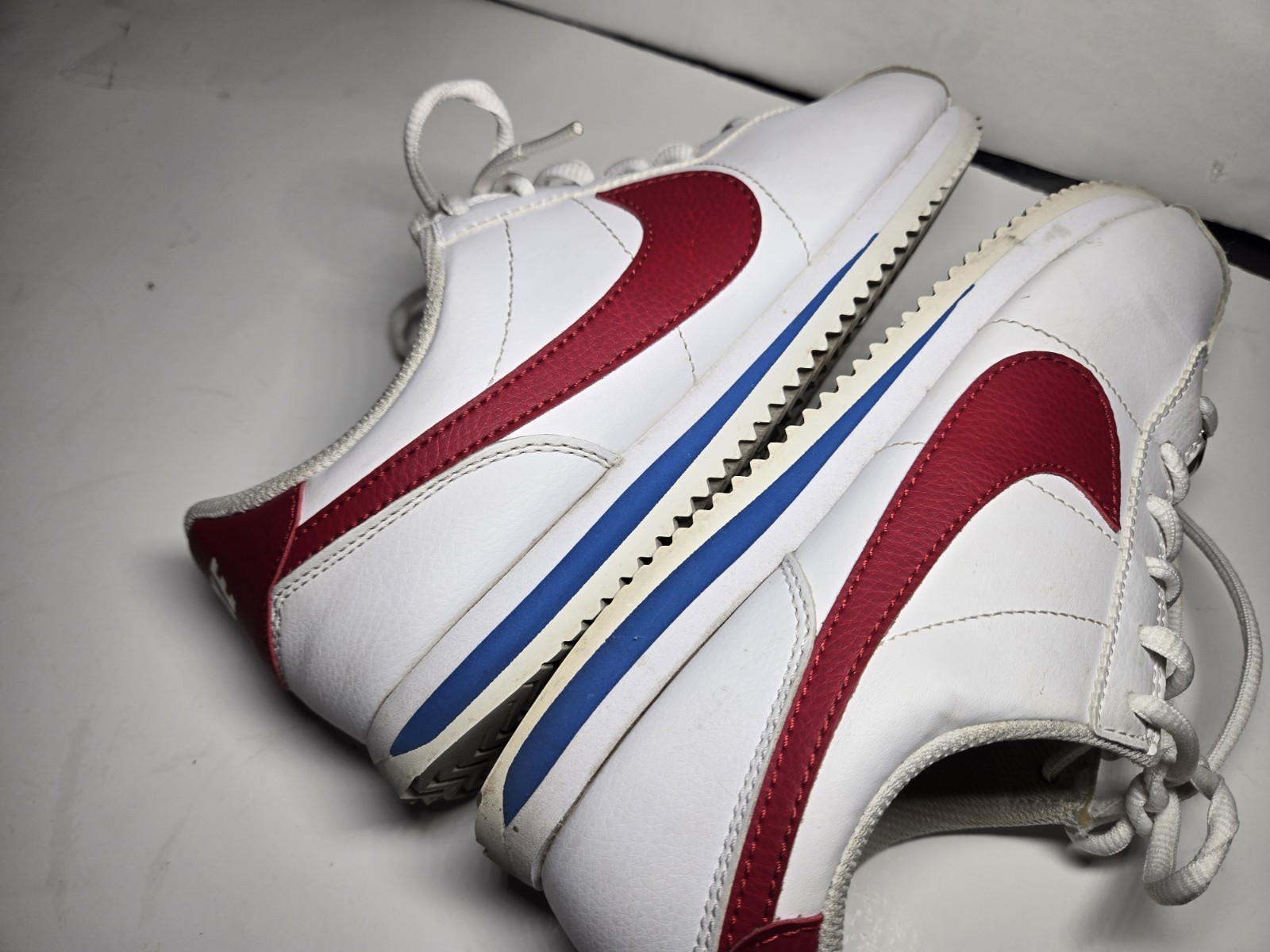 Nike Cortez Forrest Gump Sneakers White Varsity Red & Varsity Blue Size 6y