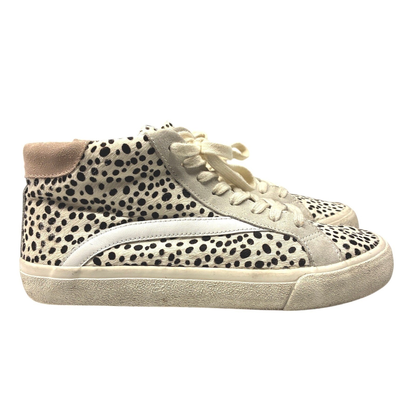 Madewell Sidewalk High Top Sneakers Spotted Calf Hair Womens 8.5 Cream Black