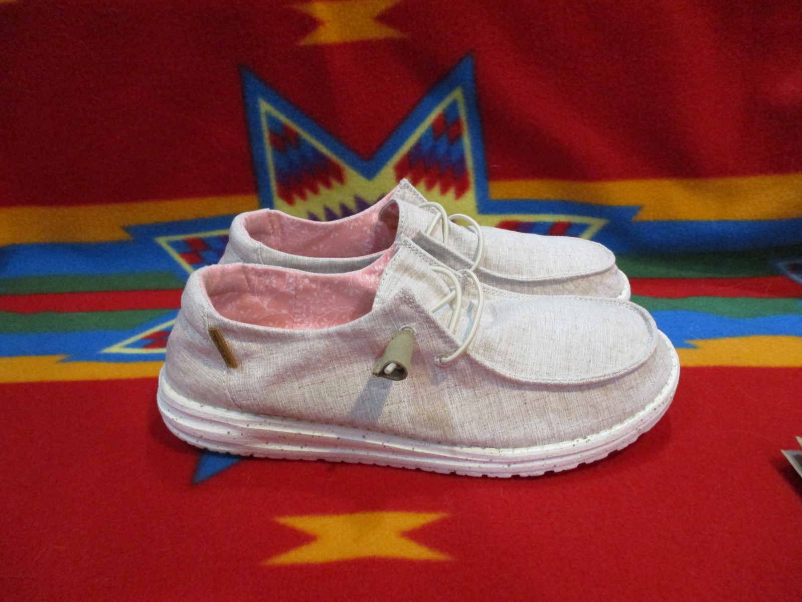 Women’s, Hey Dude, “Wendy” Slip on, Beige Fabric, Shoes, Size 9