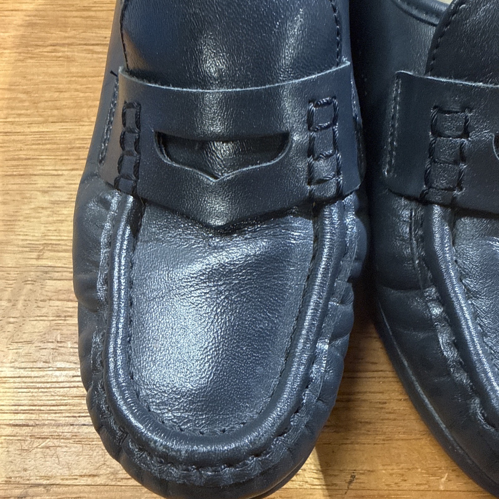 SAS Shoes Genuine Handsewn Navy Leather Loafers Slip On Comfort Women 6