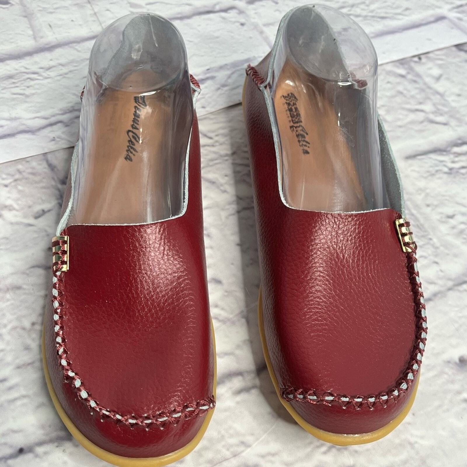 Venus Celia burgundy womens moccasin loafer flat shoes new size 9