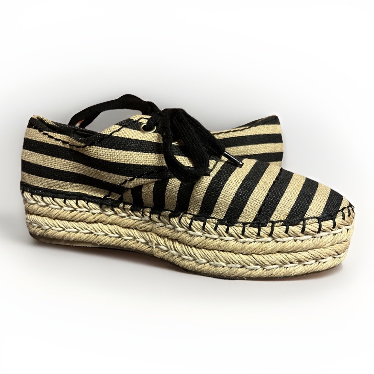 Woman’s Alice + Olivia Rory Espadrille Shoes Striped Lace Up Platform Shoes 9.5