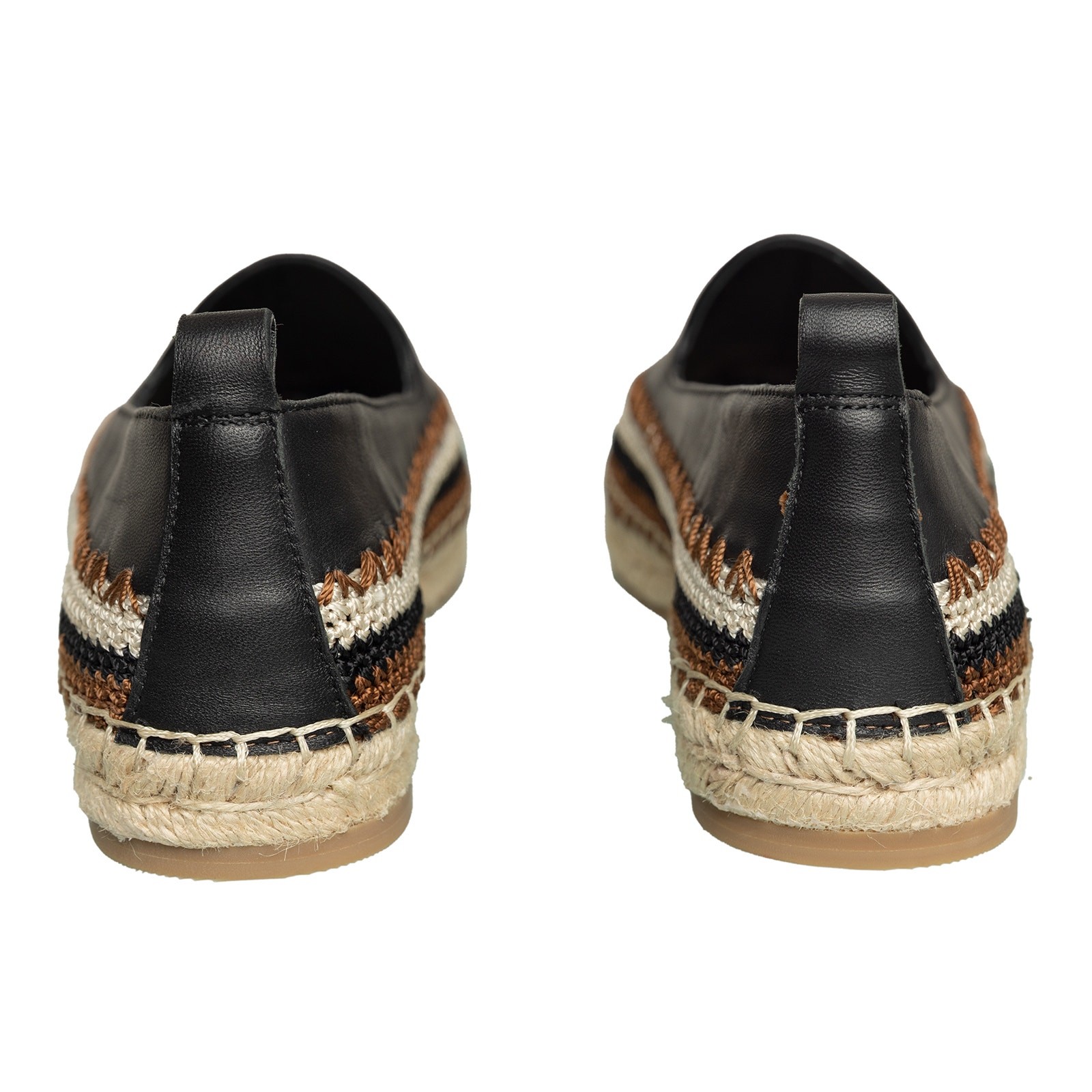 Women’s Black Leather Chico’s Crochet Slip-on Espadrille Flats NWOB – Size 7M