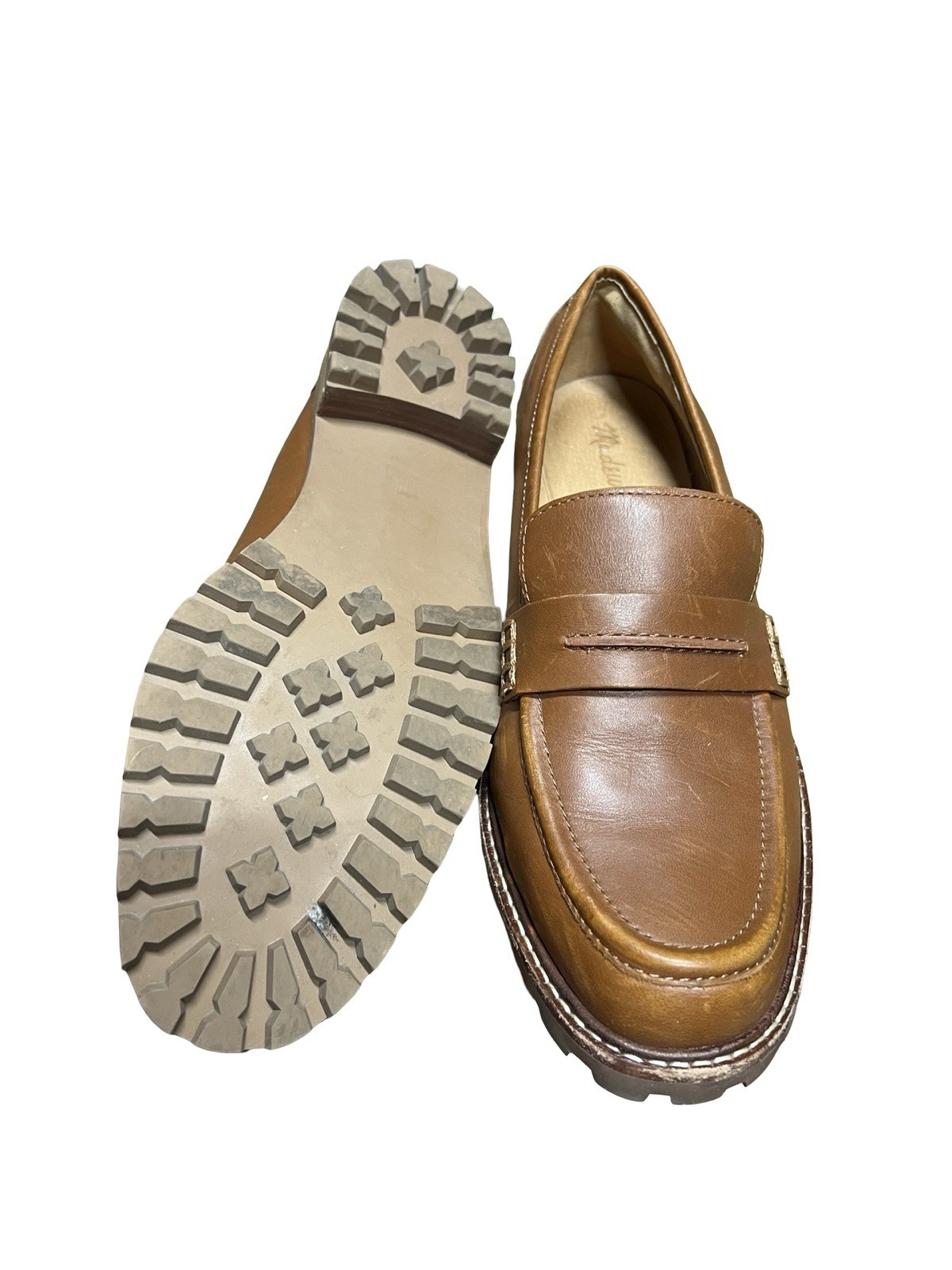 MADEWELL Corinne Lugsole Loafers English Saddle Brown Leather Chunky 90s Sz 9