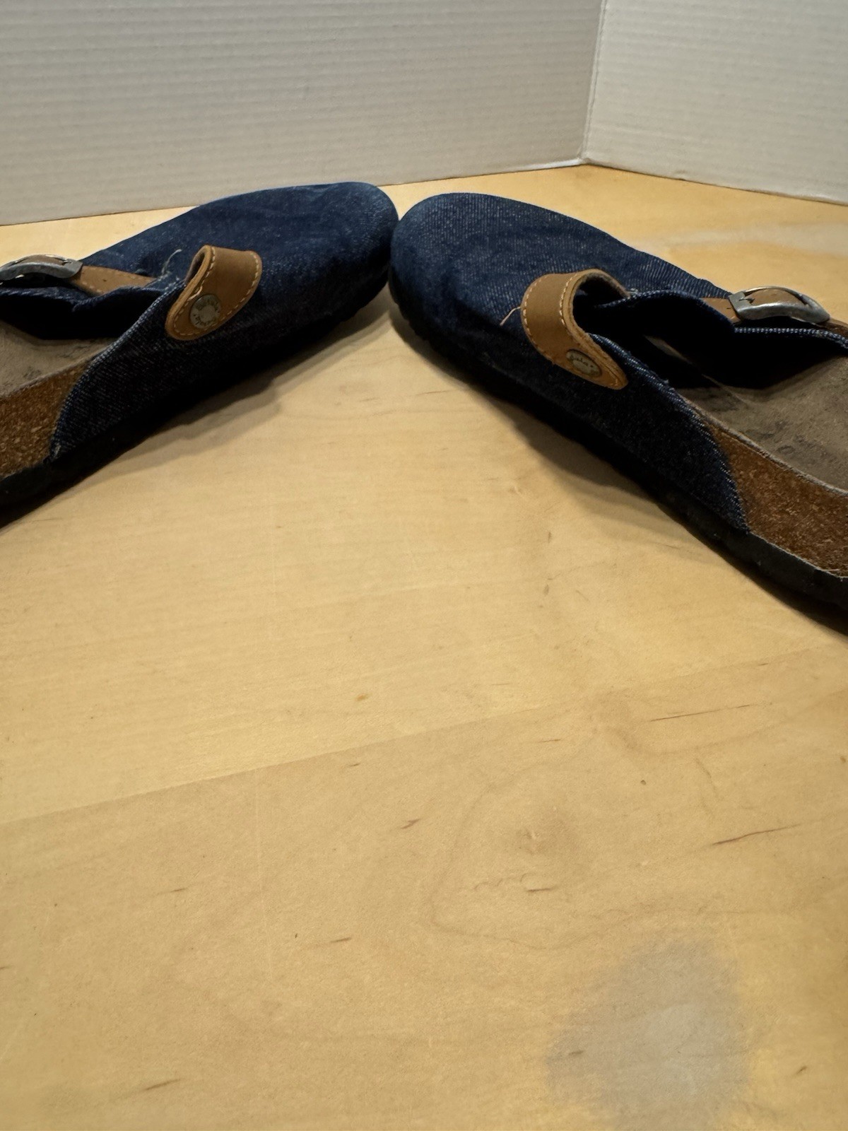 Birkenstock Betula Wm’s Blue Canvas Comfort Clogs Cork Footbed BuckleEU 39 US 8