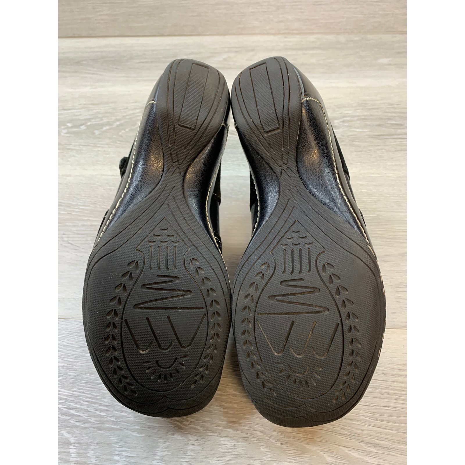 Rialto Women’s Black Leather Suede Mary Jane Wedge Clogs Mules 9.5 Shoes