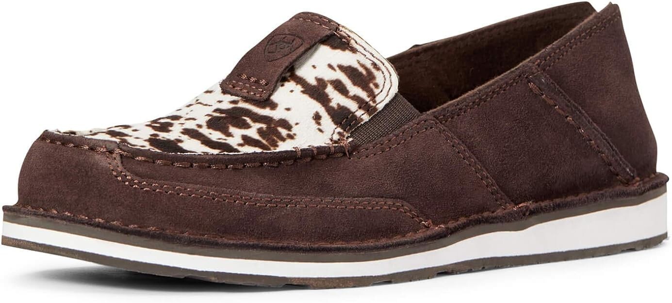 Ariat Women Cruiser Boat Shoe Leather Loafer Chocolate Chip Suede/Spotted Hair 6