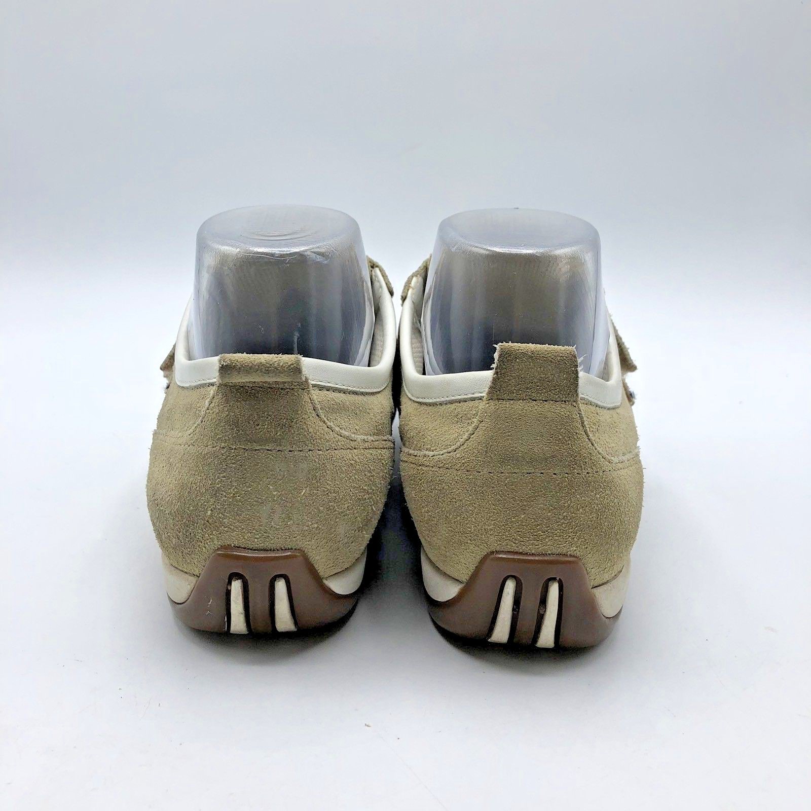 ECCO Women Beige White Hook and Loop Fastener Sneaker Shoe Size 7.5 Pre Owned