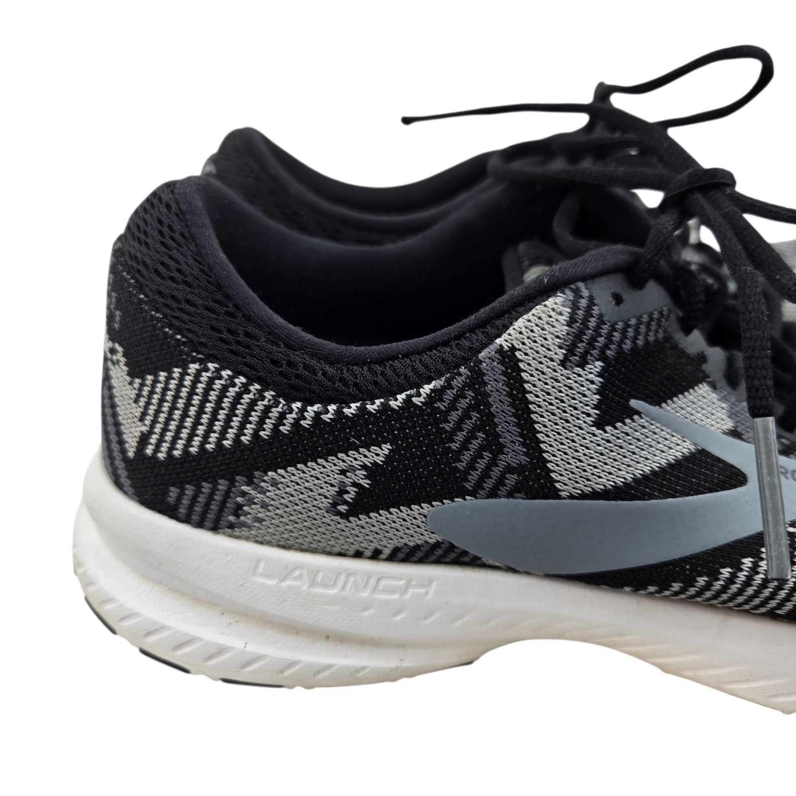 Brooks Running Shoes Womens 9.5 Launch 6 Black Gray Geometric Athleisure Comfort