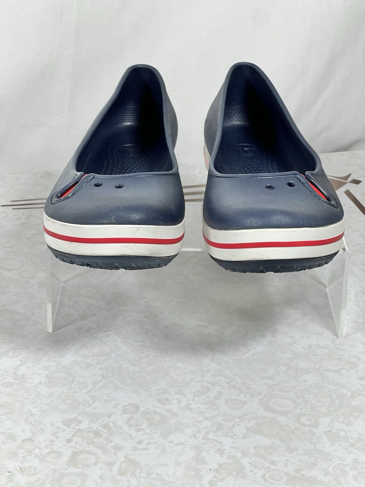 Crocs Crocband Navy Blue White Red Ballet Flats Footwear Women’s Size 9 W