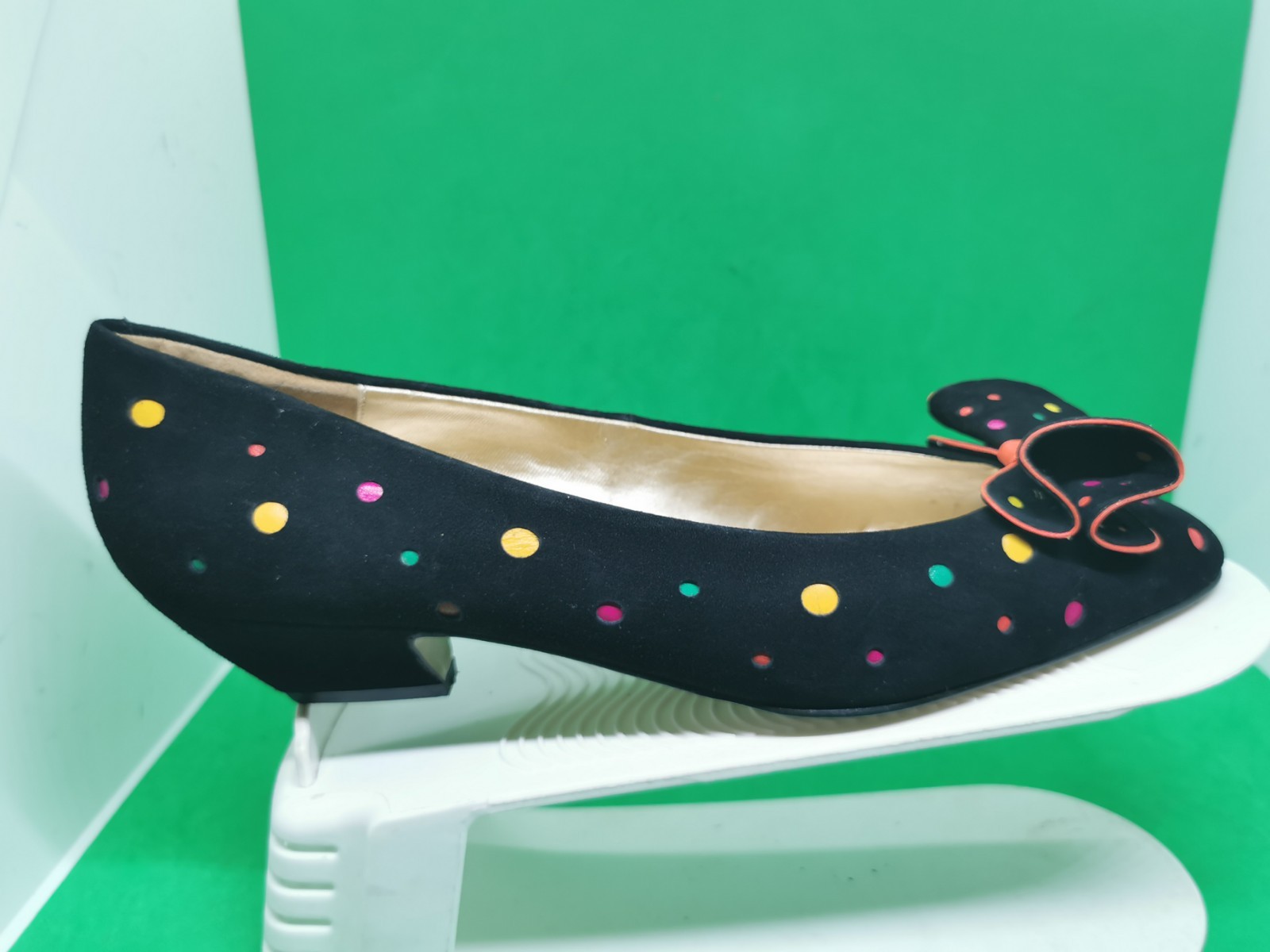 Deadstock Vtg 80’s 90’s Cha-Raye Spain Low Pumps Heel Dot Colorful Suede RARE 10
