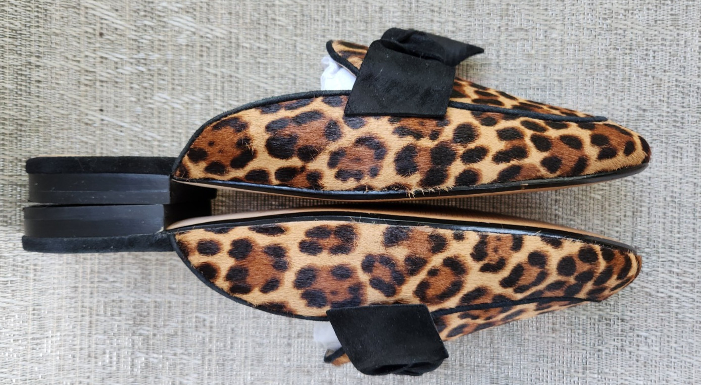 ANN TAYLOR CLOGS, Dyed Leopard Calf Hair Mules, Women’s 10 Medium