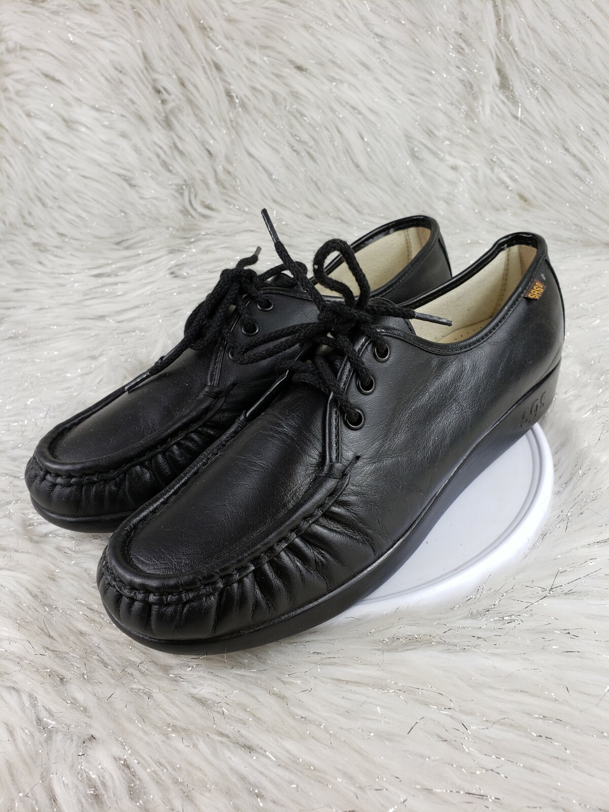 SAS Handsewn Black Leather Moc Toe Loafers Black Size 10.5 M