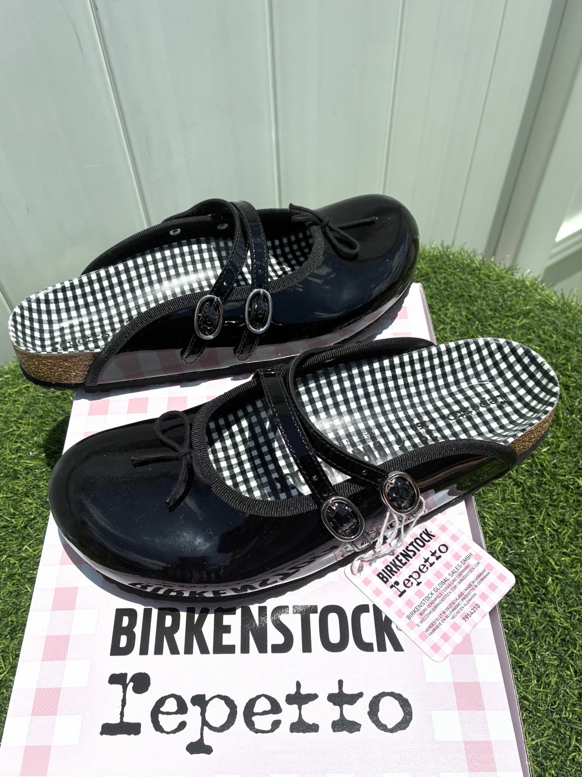 ON HAND NEW! BIRKENSTOCK x REPETTO SCALA MULES BLACK PAT.LEATHER EU 39 US 8-8.5