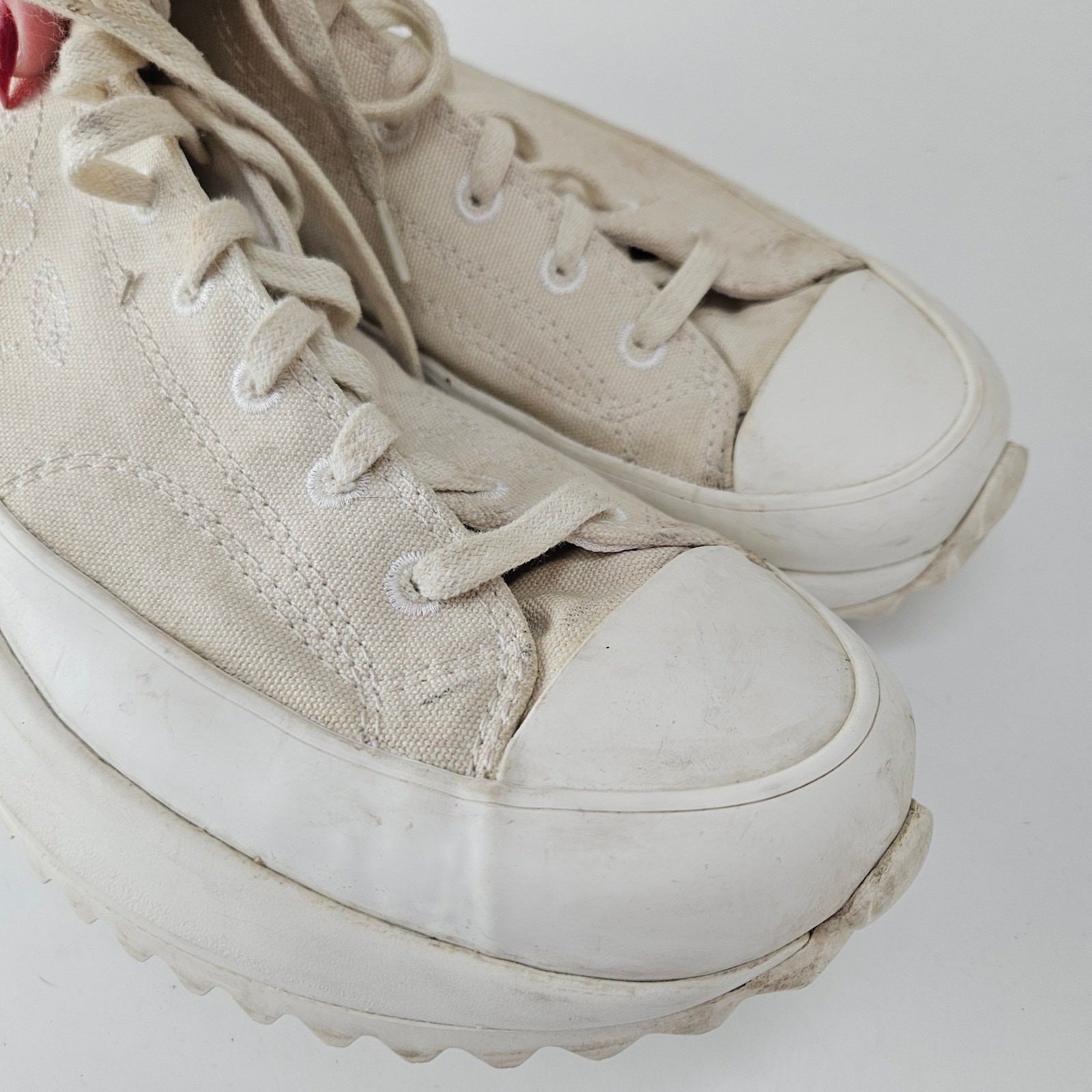 Converse Run Star Hike Embroidered Canvas Platform High Top Women 12 Ivory Lug