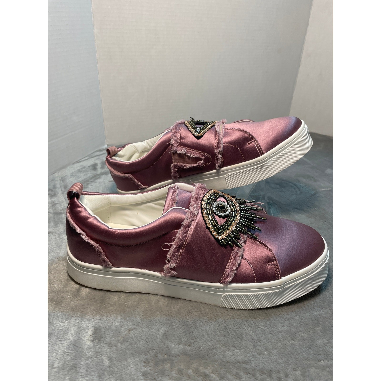 Sam Edelman Levine 2 Dusty Rose Satin Eye Design Platform Sneakers Size 10.5M