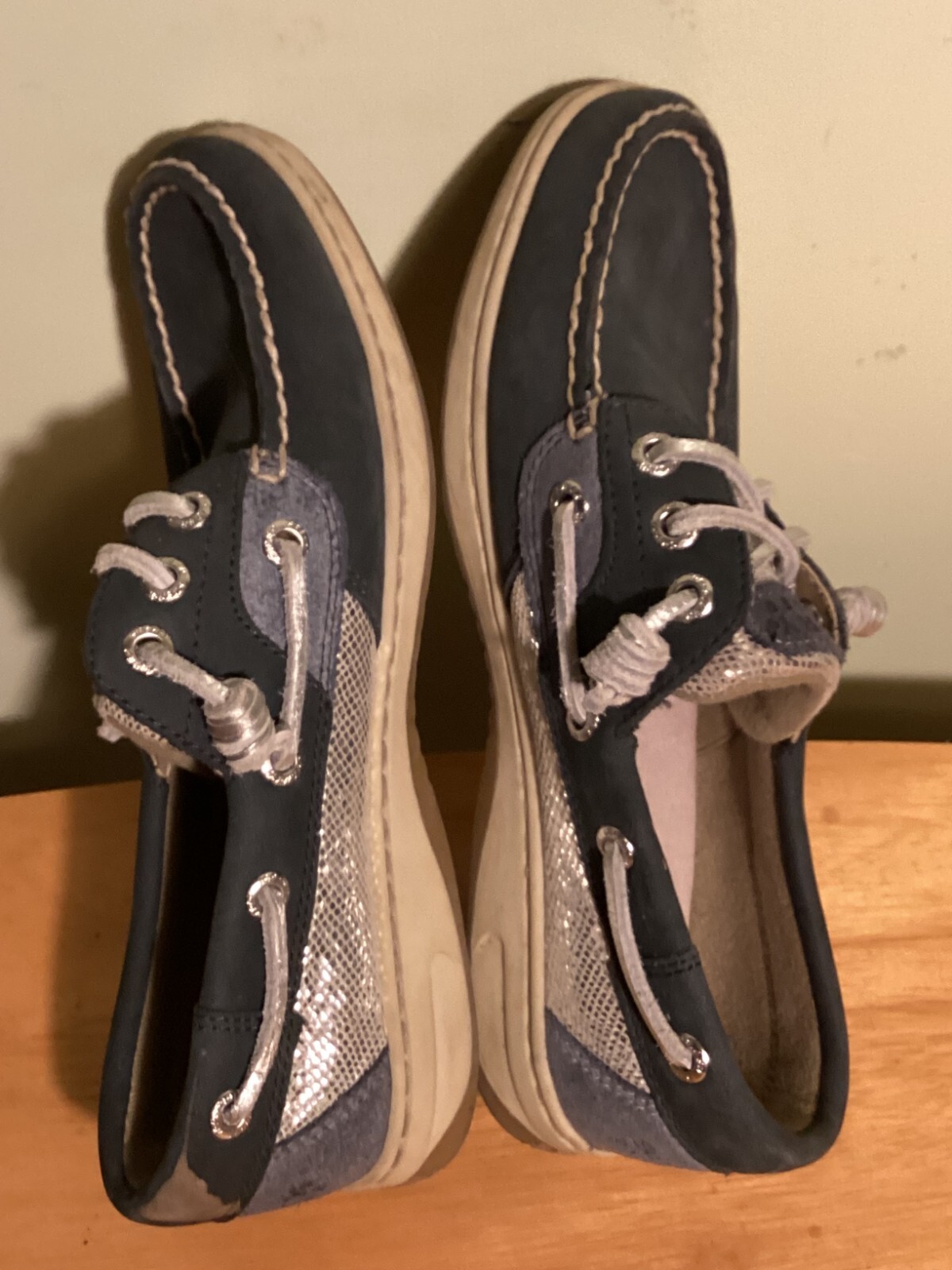 Sperry Women’s Top-Sider Blue Koifish Textured Stripe Slip On Boat Shoe Size 5M