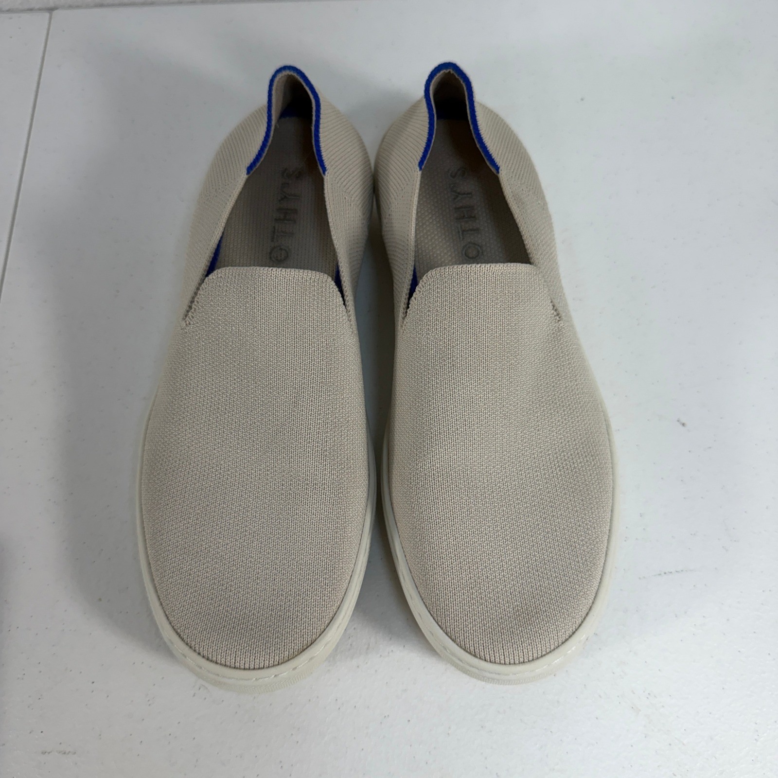 Rothy’s 7.5 Sneakers The Original Slip-On Sustainable Knit Washable Sand Beige