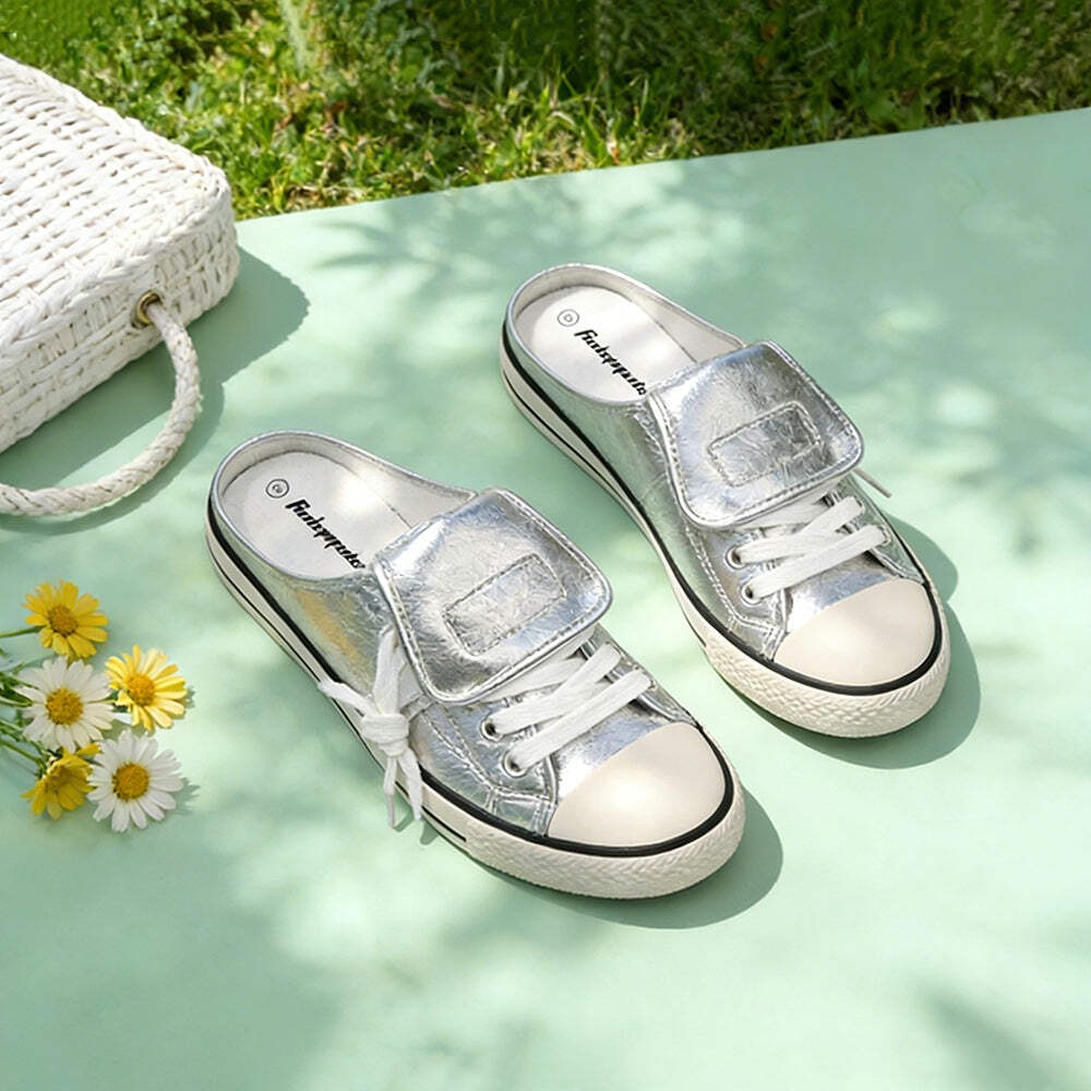 Women Mule Sneakers Slip On Backless Casual Loafers Non Slip Comfort Flat Shoes