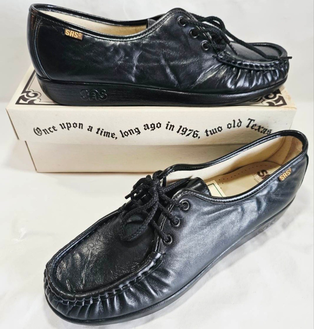 SAS Women’s Siesta Black Leather Lace-Up Comfort Shoes Size 10N New In Box
