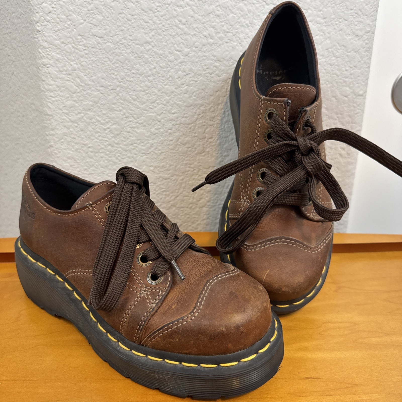 Dr Martens 8651 Oxford Shoes Women US 6 Brown Leather Lace Up Grunge 90s Htf UK4