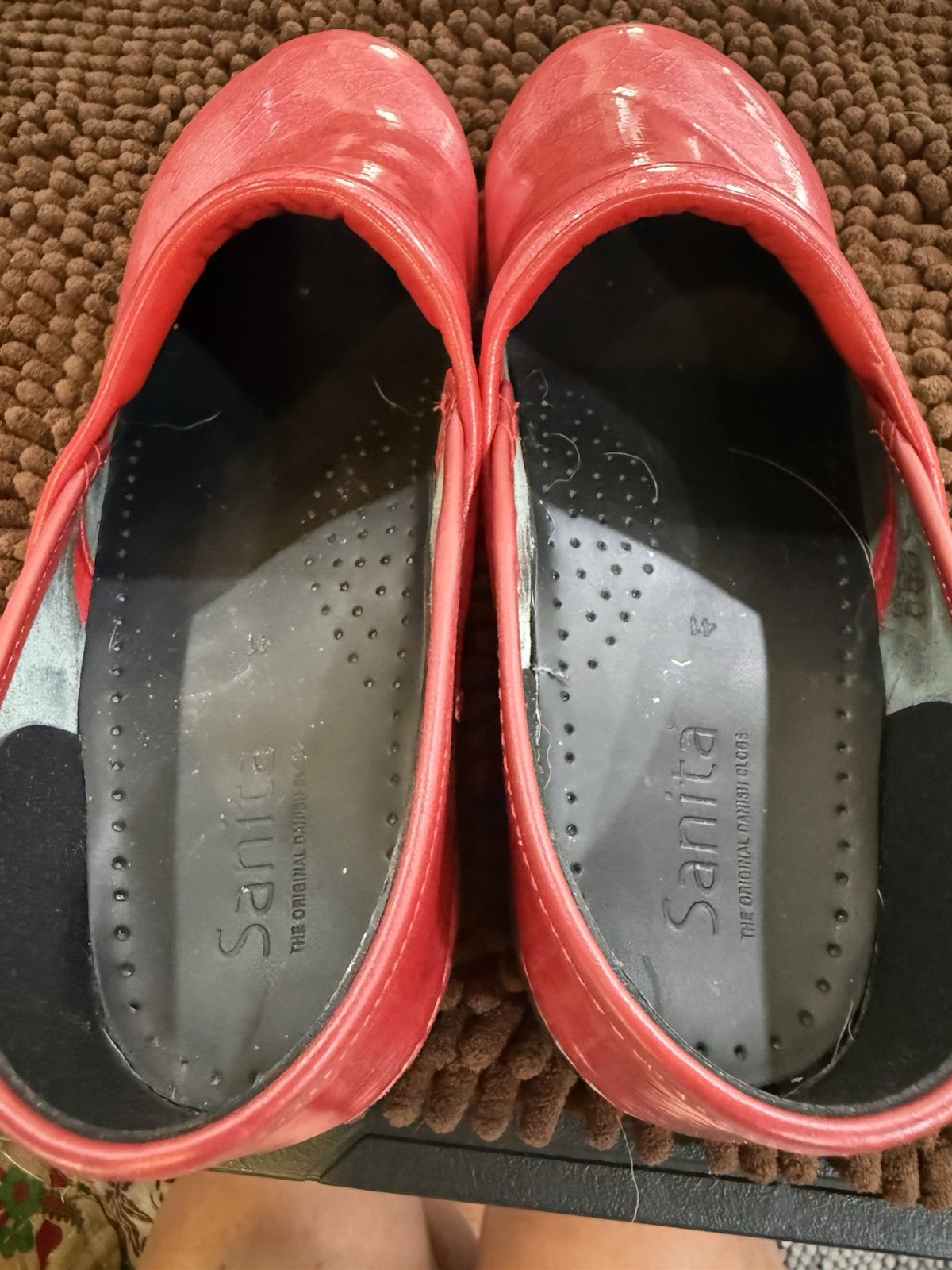 SANITA CLOGS PATENT LEATHER SIZE 10/ 41 NURSE RN HOSPITAL METALLIC PINK SLIP ON