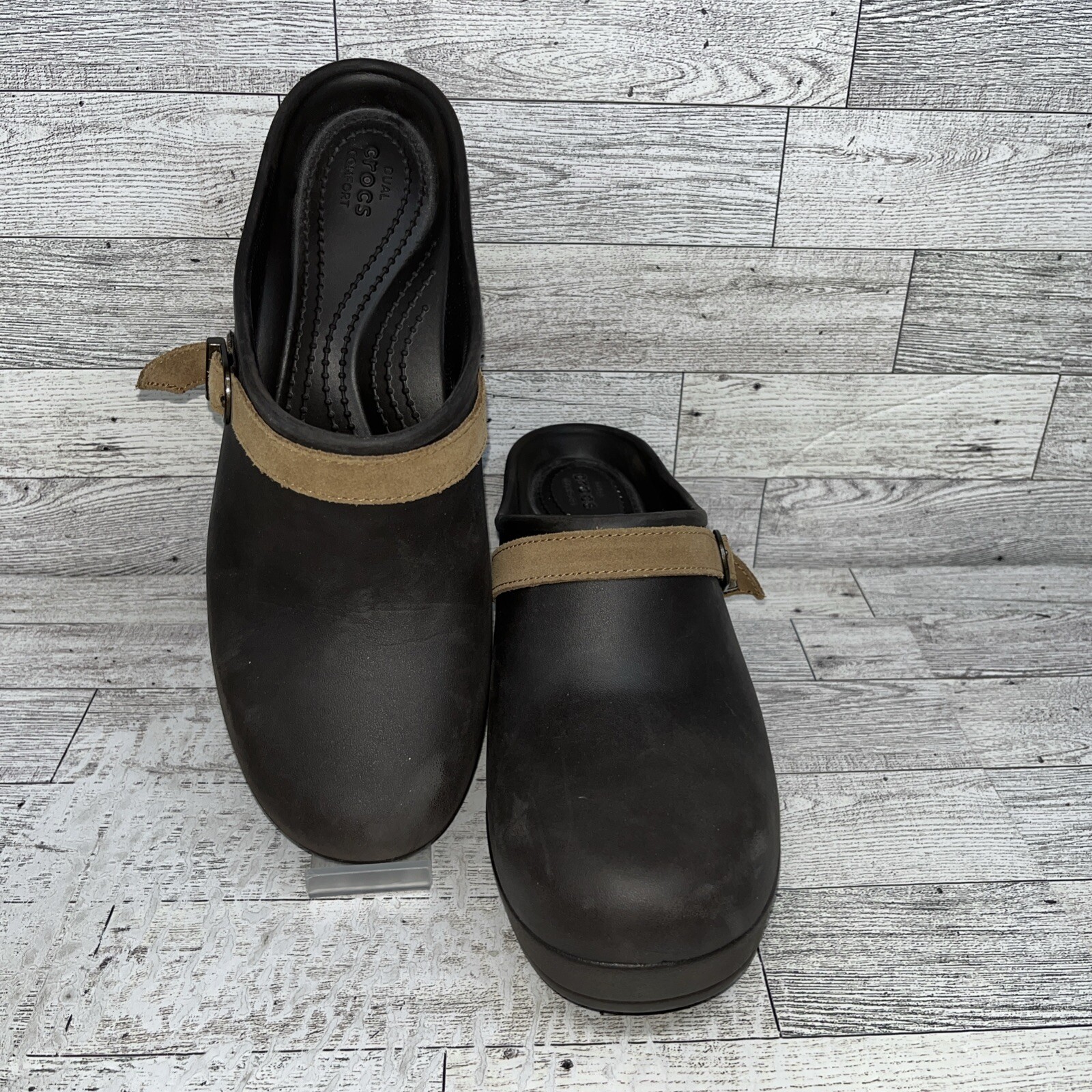 Crocs Sarah Dual Comfort Brown Croslite Clogs Mules 203631 Women Size 10