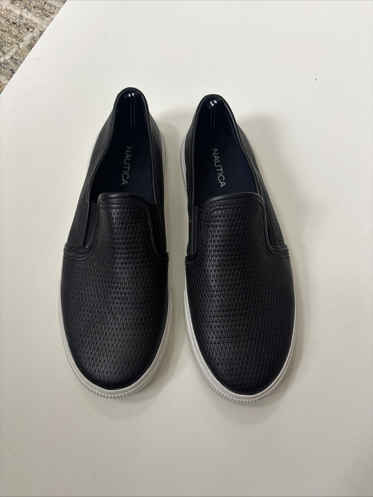 Nautica Conaway, Women’s Slip On Boat Shoe, Black, SZ 8.5