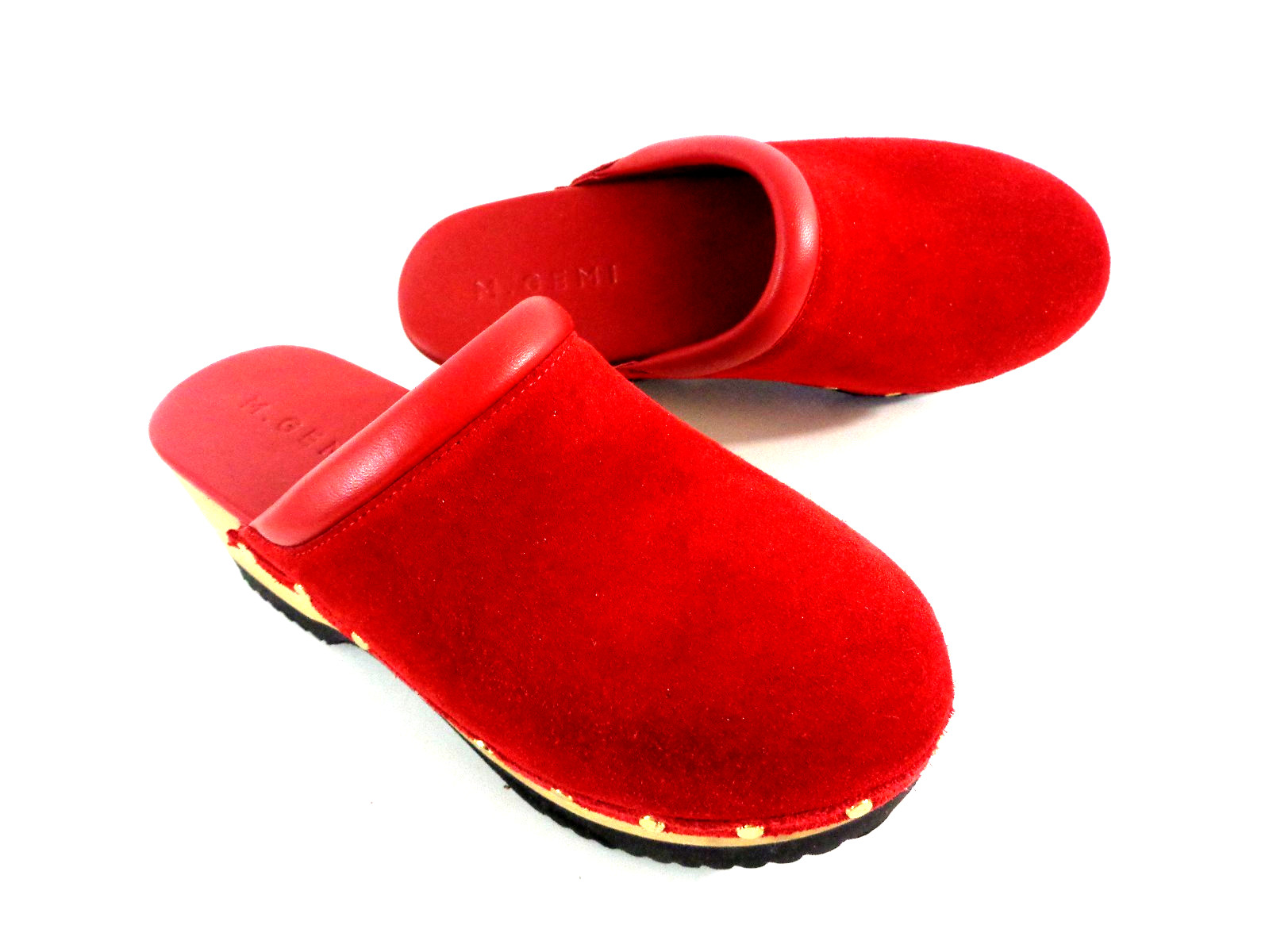M. GEMI EUR 37.5 US 7-7.5 Suede & Smooth Leather Classic Clogs Block Heel ITALY
