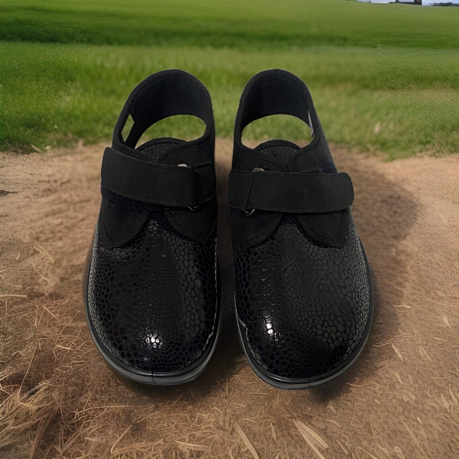 Florett Varomed Slipper Shoes Sneakers Black Tromsö Embossed hook & Loop sz 41