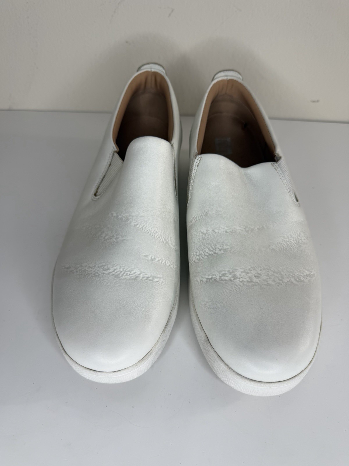 Fitflop Shoes Loafers White Leather Women Size 42 US 10 Comfort Walking Casual